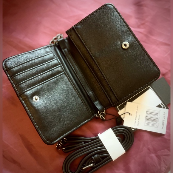 Ed Hardy Black Vegan Leather Wallet Crossbody Bag - Picture 3 of 7